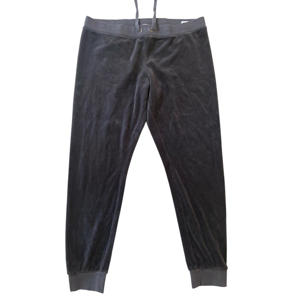 Juicy Couture Women’s Velour Tracksuit Set Black Hoodie Pants Size L Vintage - Picture 11 of 16